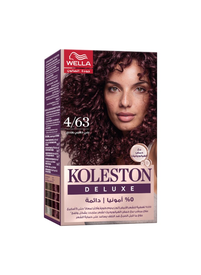 Koleston Deluxe - 0% Ammonia, 100% Grey Coverage, with Hyaluronic Acid, Up to 8 weeks long-lasting & shinier* color – 4/63 Dark Rose Medium Brown Packaging may vary 4.63 Dark Rose Medium Brown 152ml - image 7