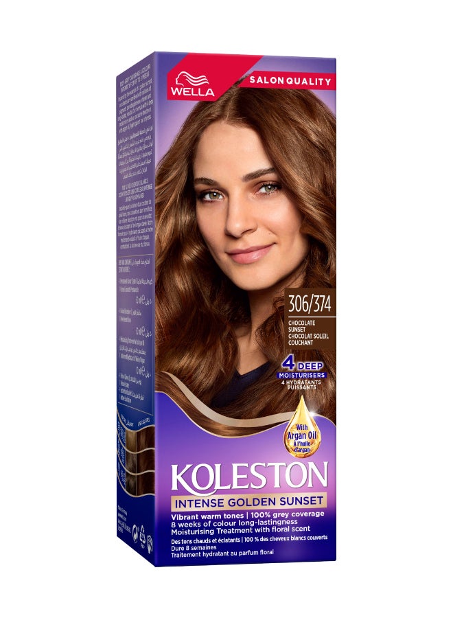 Koleston Intense – Long-Lasting, Vibrant Hair Color with 100% Grey Coverage and Argan Oil – 306/374 Chocolate Sunset 110ml