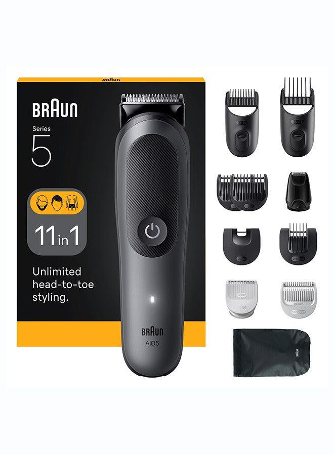 All-in-One Kit Series 5, 11in1 Grooming, Ultra Sharp Blade, SkinGuard, AIO5560 Dark Grey