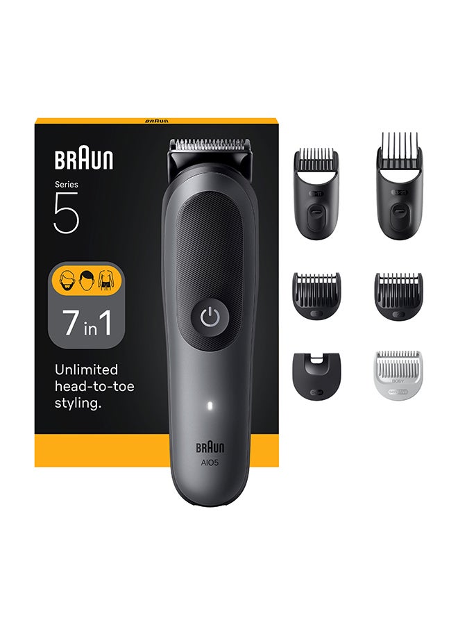 All-in-One Kit Series 5, 7in1 Grooming, Ultra Sharp Blade, SensitiveTrim, AIO5520 Dark Grey
