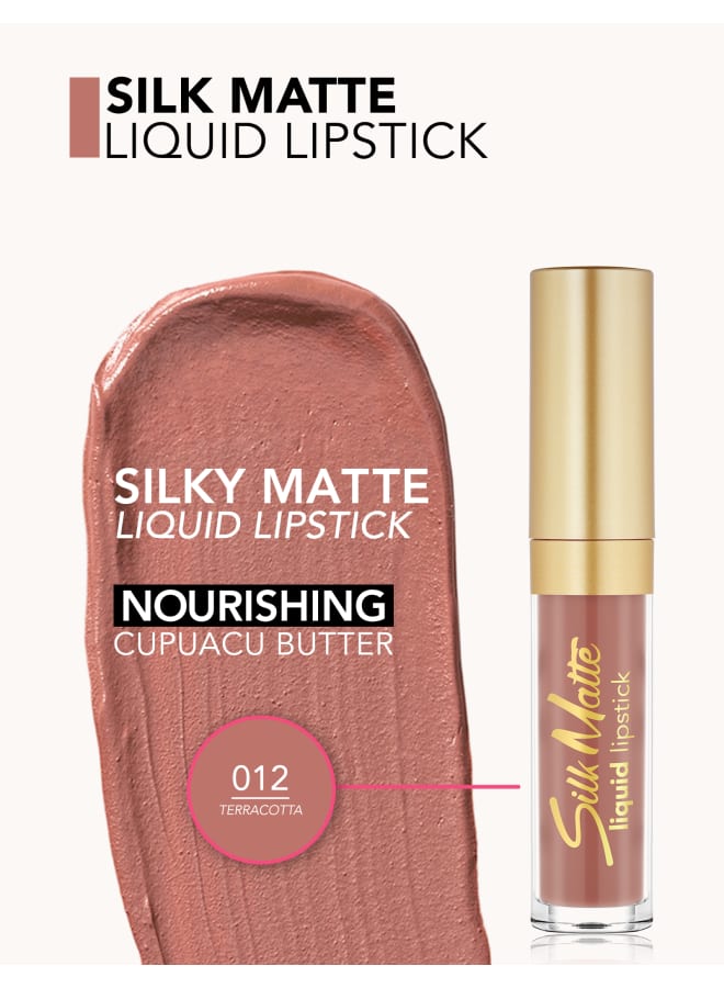Silk Matte Liquid Lipstick – 012 Terracotta – High-Pigment Ultra Matte Finish, Long-Wear Comfort, Nourishing Oils, Velvety Smooth Look 012-TERRACOTTA - image 6
