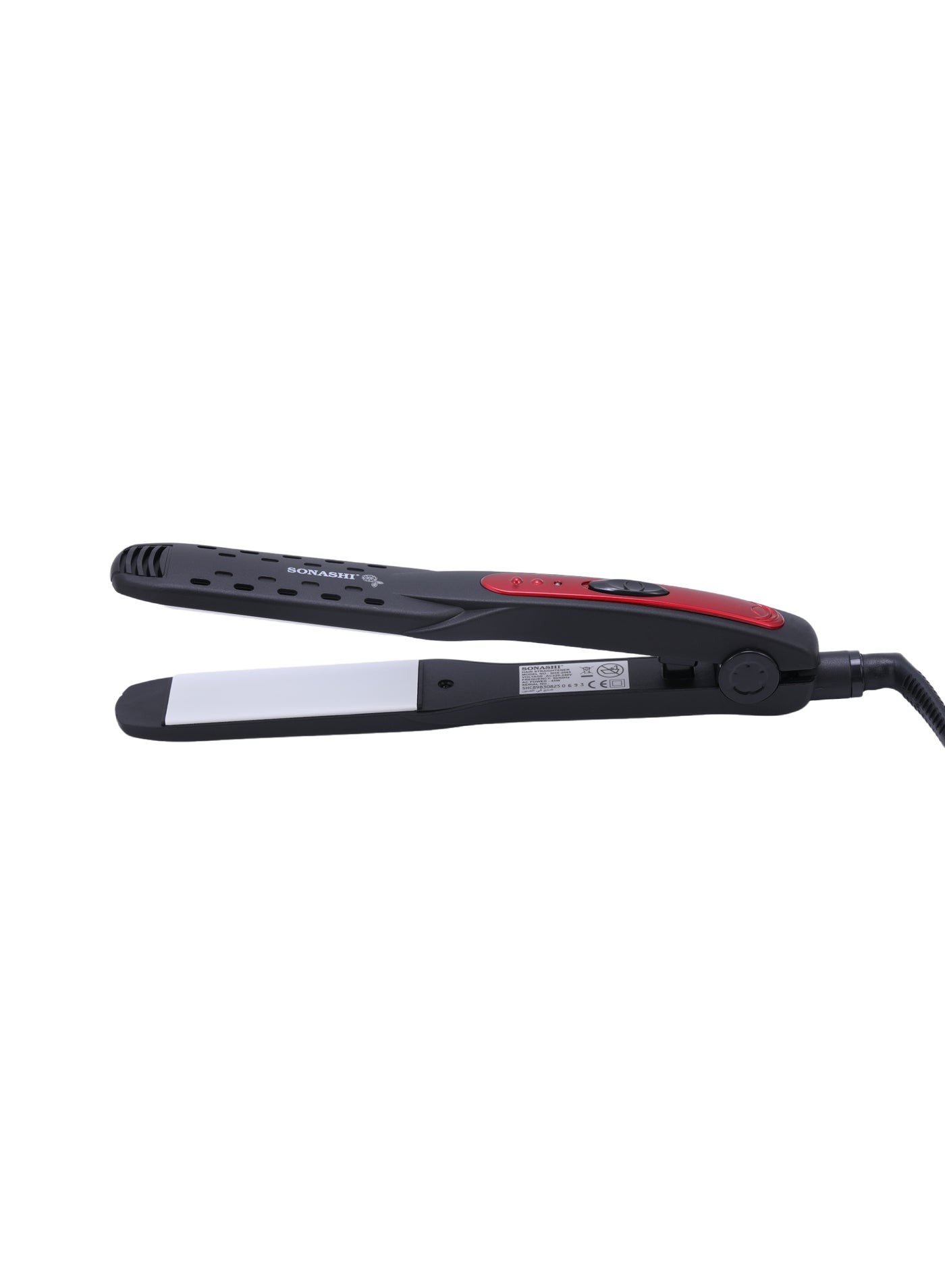 Hair Straightener | 45W Ceramic Coated Plates for Smooth Styling | LED Light Indicator | Cut-Off Temperature Control | Anti-Slip Handle with Lock | 220–240V, 50/60Hz | Personal Care Appliance | SHS-2095 Black/Red