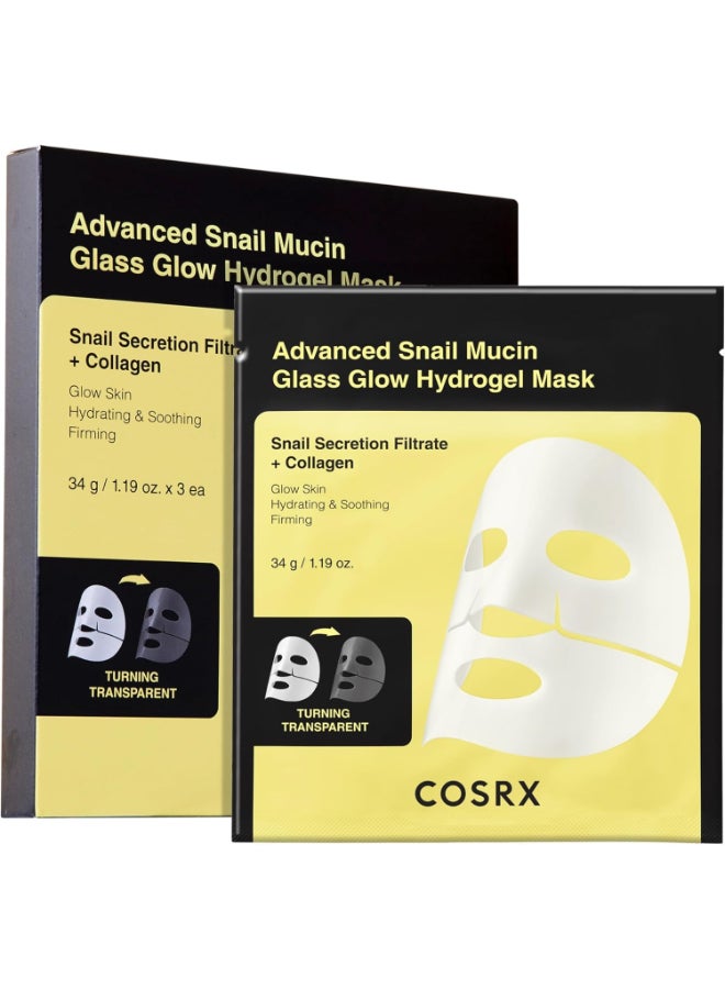 Advanced Snail Mucin Glass Glow Hydrogel Mask - 3 Pack