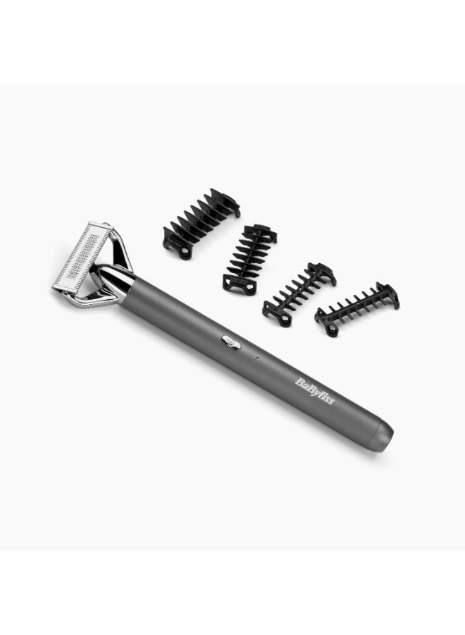 X-Blade Electric Razor Beard and Body Trimmer with Flexible Precision Blade, 4 Comb Attachments 1–5 mm, Lithium-Ion Battery, Waterproof Wet & Dry Grooming (OT996SDE) Grey