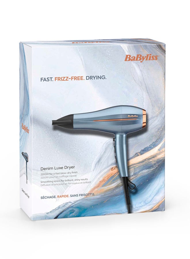 2200W DC Hair Dryer with Ionic Technology, Powerful Motor for Fast Drying, 1 Styling Nozzle, Frizz Control, Lightweight Design, Ideal for Thick and Curly Hair – D251PSDE Denim Blue - image 2