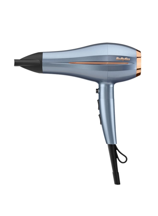2200W DC Hair Dryer with Ionic Technology, Powerful Motor for Fast Drying, 1 Styling Nozzle, Frizz Control, Lightweight Design, Ideal for Thick and Curly Hair – D251PSDE Denim Blue