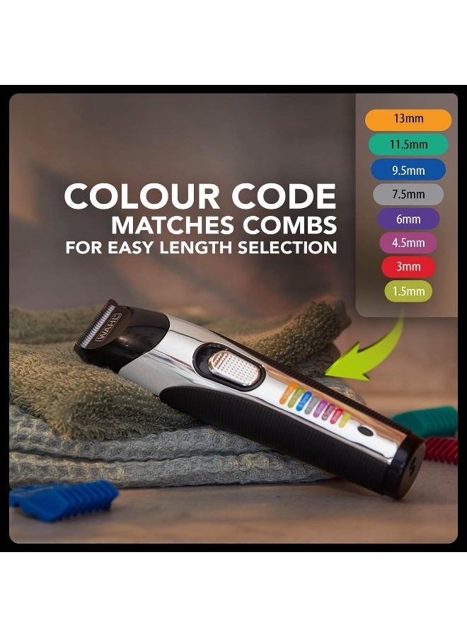 Colour Trim Stubble & Beard Trimmer, Cord/Cordless, 8 Colour-Coded Combs, Precision Ground Blades, 60-Min Runtime, Smooth Cut Comfort Tips – 9891-117 Silver & Black - image 3