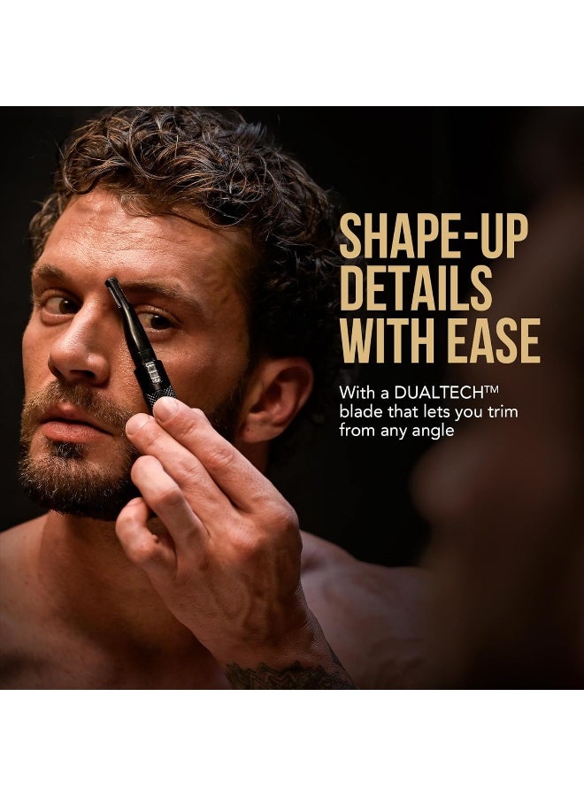 Manscaper Tactical Pen Trimmer - Precision Nose, Ear & Eyebrow Grooming Tool with DualTech Blades, Interchangeable Heads & Rinseable Detailer – Battery Powered All-Metal Body - 3026740 Balck - image 2