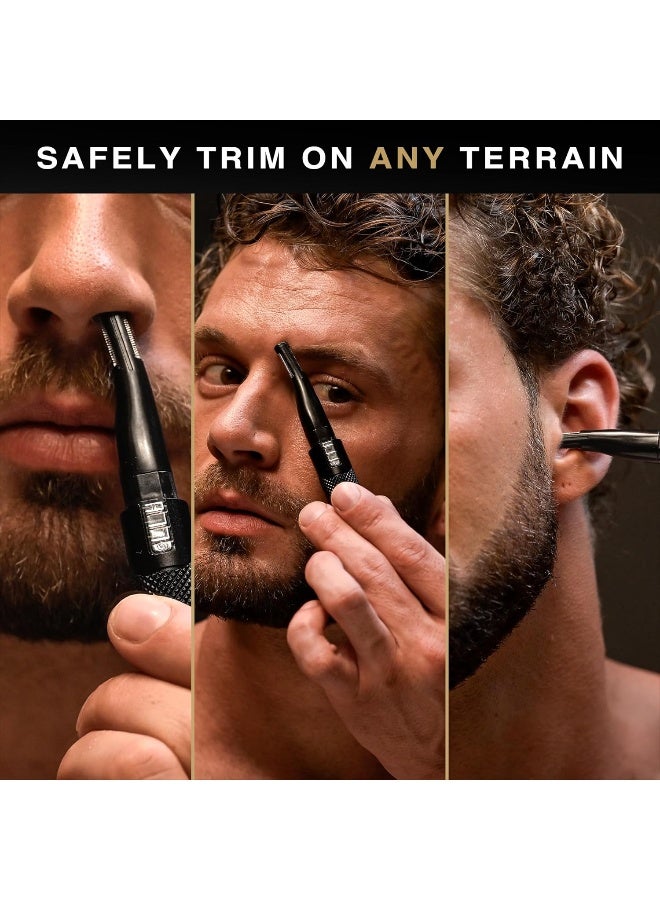 Manscaper Tactical Pen Trimmer - Precision Nose, Ear & Eyebrow Grooming Tool with DualTech Blades, Interchangeable Heads & Rinseable Detailer – Battery Powered All-Metal Body - 3026740 Balck - image 4