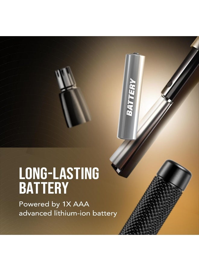 Manscaper Tactical Pen Trimmer - Precision Nose, Ear & Eyebrow Grooming Tool with DualTech Blades, Interchangeable Heads & Rinseable Detailer – Battery Powered All-Metal Body - 3026740 Balck - image 6