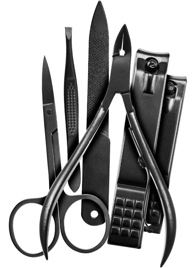 Manscaper Grooming Kit – Complete Men’s Stainless Steel Grooming Set with Nail Clippers, Tweezers, Scissors, Nippers & Nail File in Travel Case – Precision Personal Care Tools - 3026741 Balck