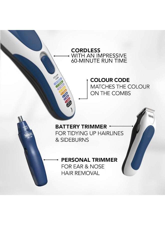 Colour Pro Cordless 3 in 1, Hair Clippers for Men, Family Haircutting Kit, Head Shaver, Men's Hair Clippers with Beard Trimmer, Nose Trimmer, Personal Trimmers, Grooming Kit - 3025266 Blue & White - image 2