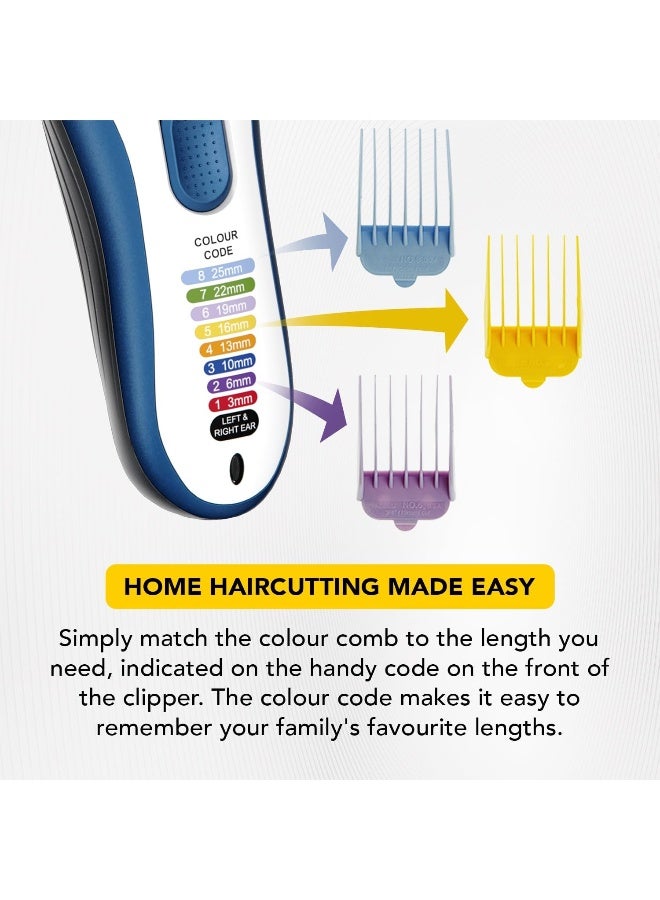 Colour Pro Cordless 3 in 1, Hair Clippers for Men, Family Haircutting Kit, Head Shaver, Men's Hair Clippers with Beard Trimmer, Nose Trimmer, Personal Trimmers, Grooming Kit - 3025266 Blue & White - image 3