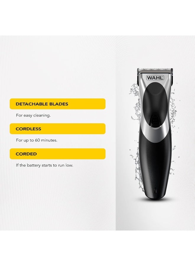 Clip 'N Rinse Cord/Cordless Hair Clipper for Men, Rechargeable Hair Trimmer, Washable Head Shaver & Grooming Kit, Home Hair Cutting Set - 9639-017 Silver & Black - image 2