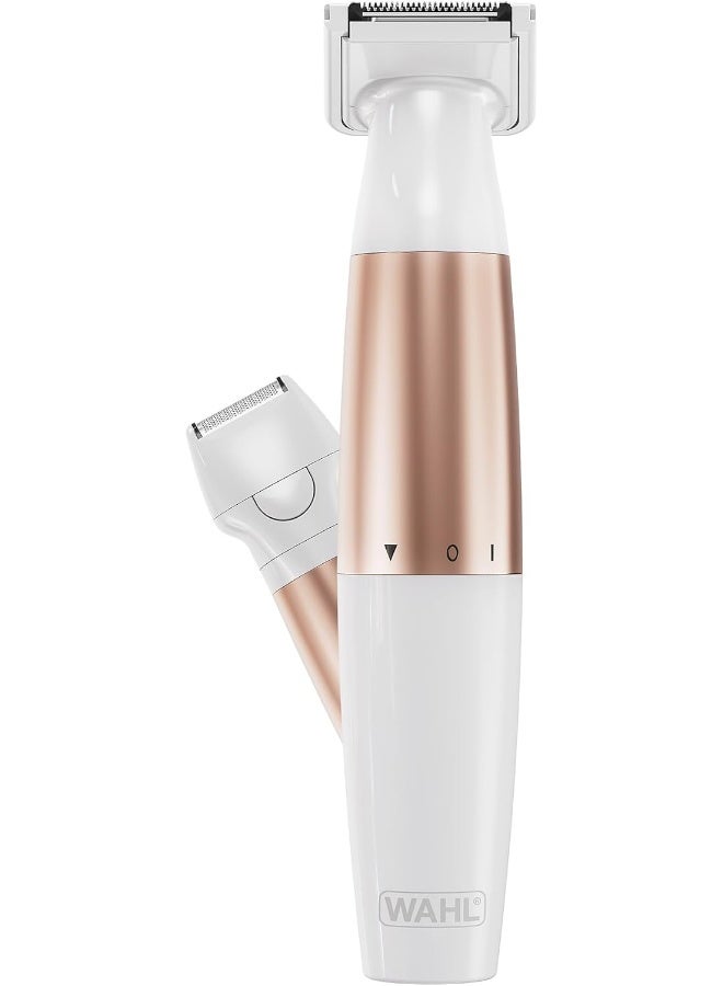 Ladies Trim And Shave Bikini Trimmer, Cordless Battery Powered Bikini Trimmer For Women, 2-In-1 Personal Groomer With Trimmer And Shaver Heads, Washable Blades, Compact Travel Design - 3028668 Off White - image 2