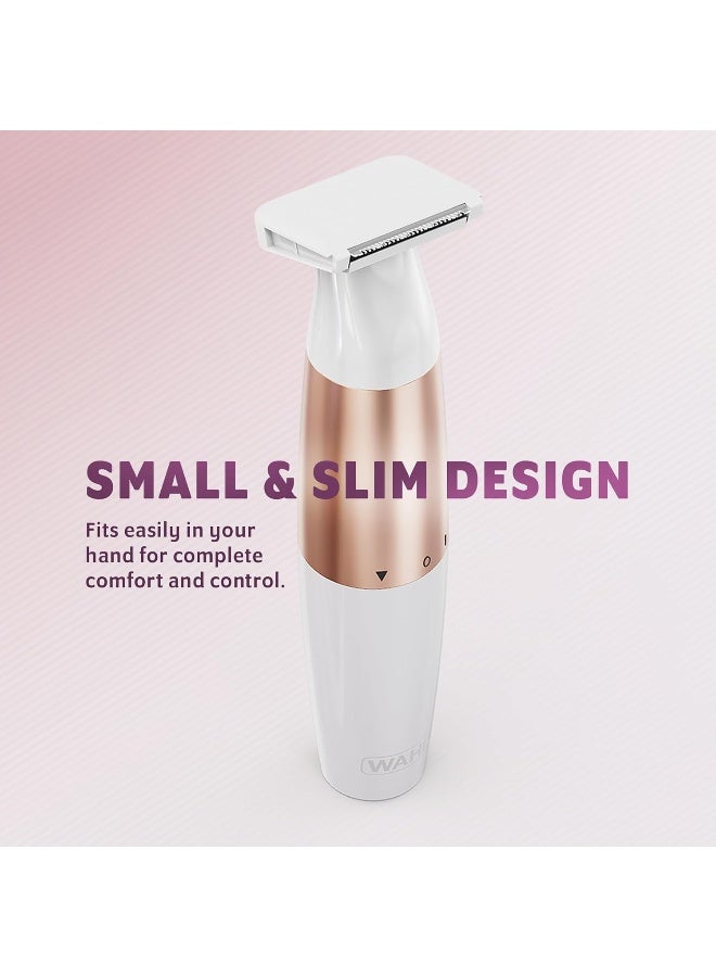 Ladies Trim And Shave Bikini Trimmer, Cordless Battery Powered Bikini Trimmer For Women, 2-In-1 Personal Groomer With Trimmer And Shaver Heads, Washable Blades, Compact Travel Design - 3028668 Off White - image 5