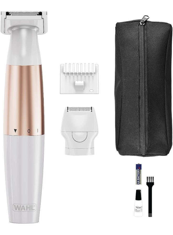 Ladies Trim And Shave Bikini Trimmer, Cordless Battery Powered Bikini Trimmer For Women, 2-In-1 Personal Groomer With Trimmer And Shaver Heads, Washable Blades, Compact Travel Design - 3028668 Off White