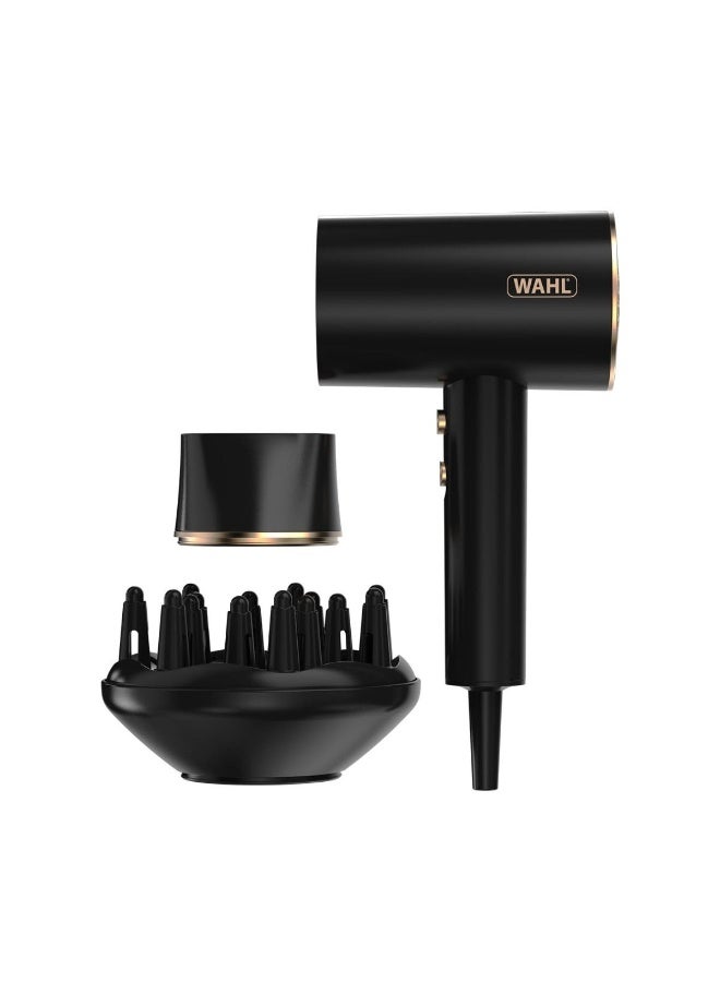 Ionic Flow Hair Dryer 2100W, Ionic Hair Dryer With Diffuser And Concentrator Nozzle, Fast Drying Anti-Frizz Blow Dryer, Lightweight Hair Styling Dryer With Cool Shot Function, Balck - 3404-0370 black