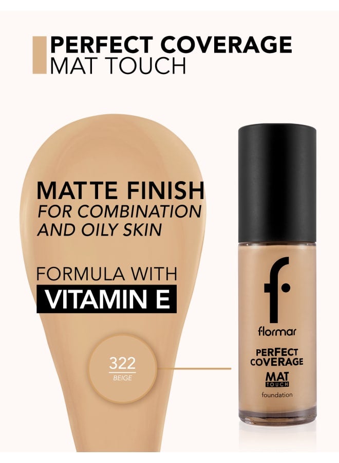 Perfect Coverage Mat Touch Foundation – 322 Beige – Matte Finish Foundation, Shine Control, High Coverage Look, Smooth Skin Appearance 322-BEIGE NP - image 7
