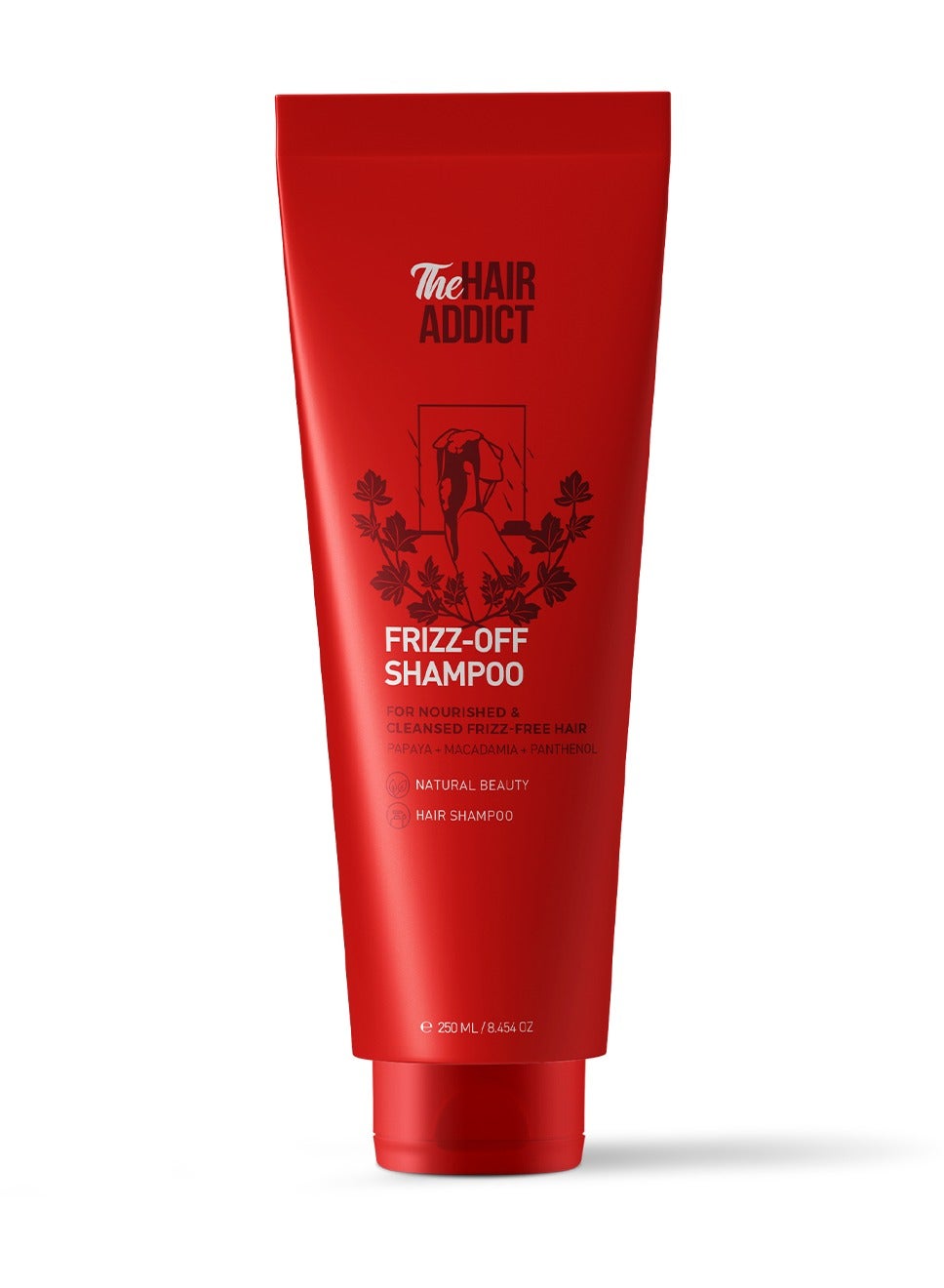 The Hair Addict Frizz Off Shampoo - Sulfate-Free Anti-Frizz Hair Cleanser - Papaya Macadamia Panthenol Formula - 250ml