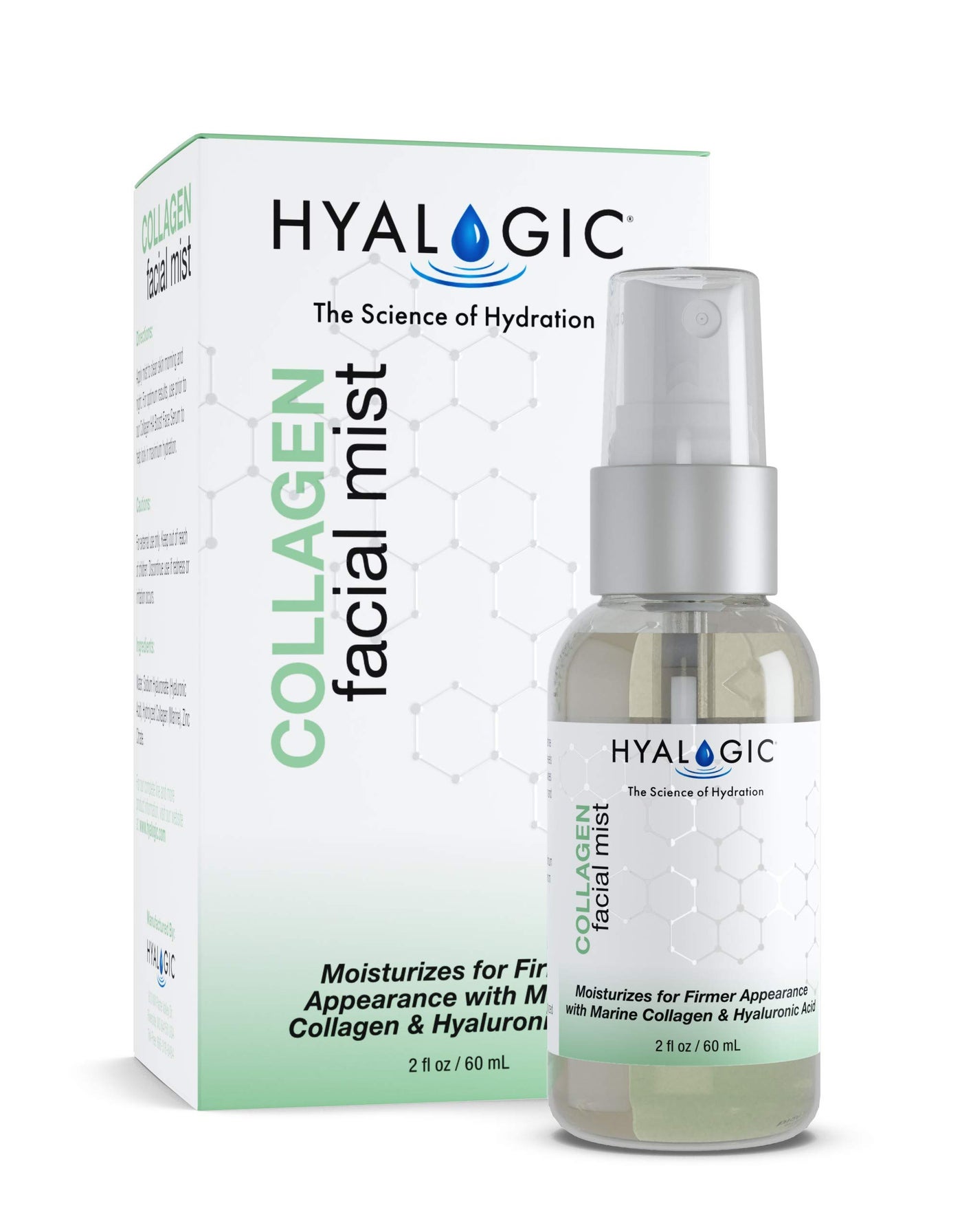 Hyaluronic Acid Collagen Facial Mistâ€”Moisturizer Spray, Non-greasy Hydrating Primer & Makeup Setting Spray â€“ Dye, Fragrance, & Cruelty-Free (2 oz)