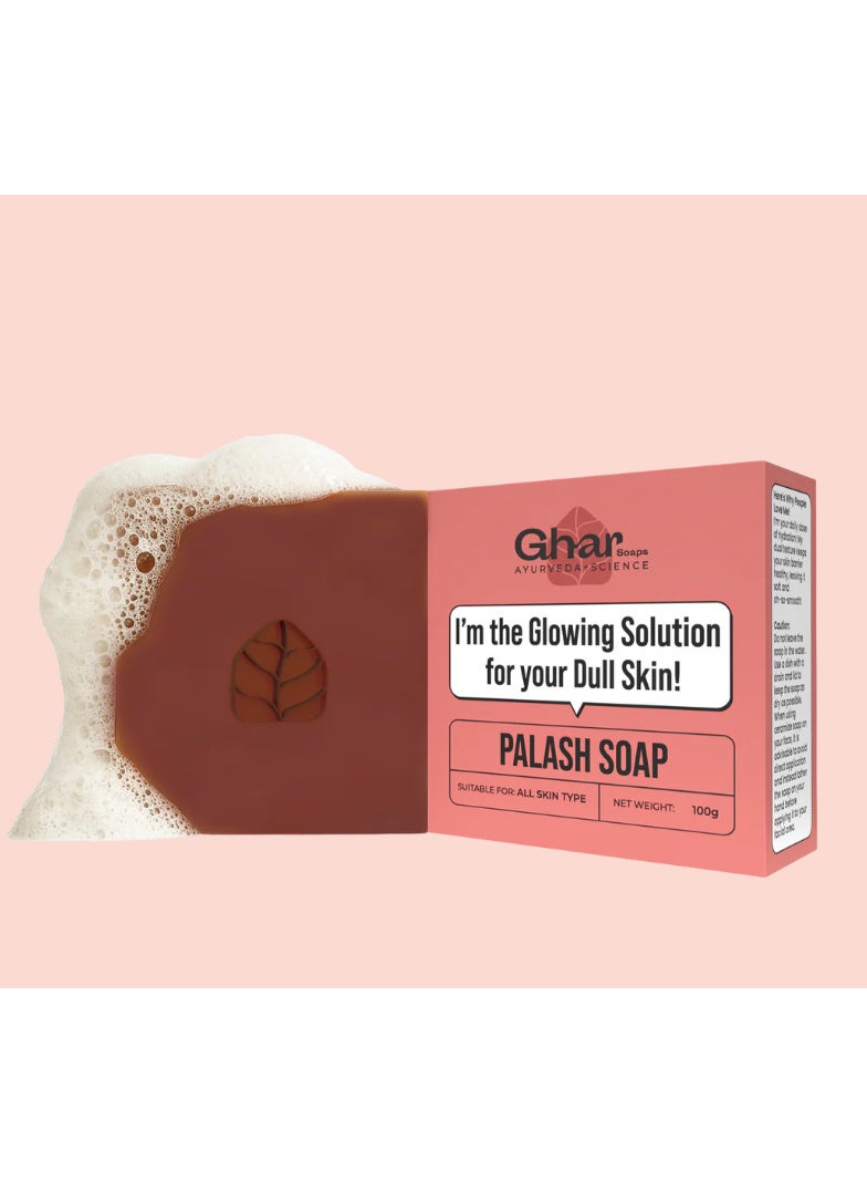 Ghar Soaps Natural Palash Petal Extract Soap, Exfoliating Bar for Glowing Skin, Paraben & SLS Free, Suitable for All Skin Types, 100g