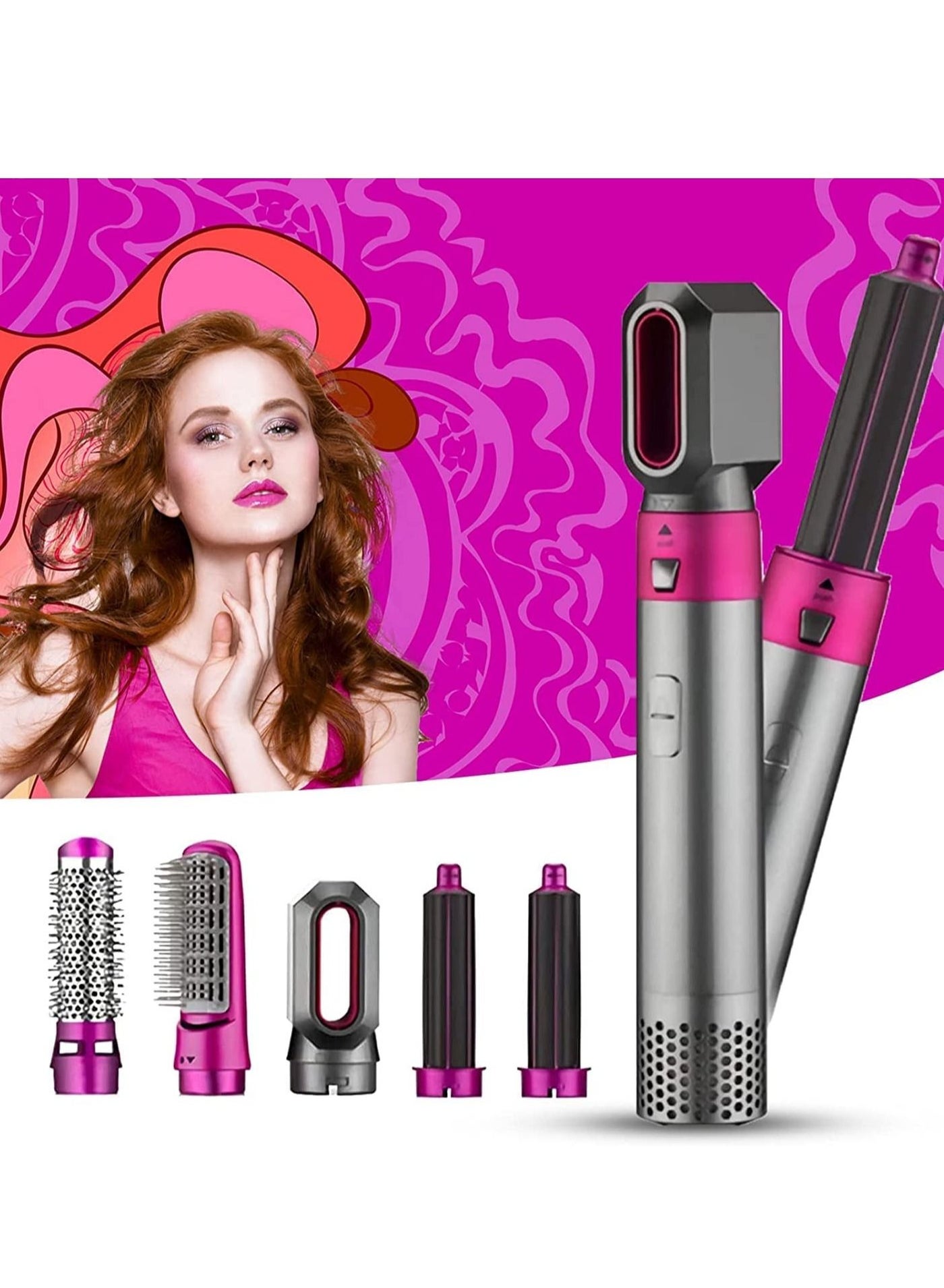 5 in1 Hot Air Brush, One-Step Hair Styling Tools Electric Hair Hot Brush, Muti-Styler for Straightener, Curling Drying