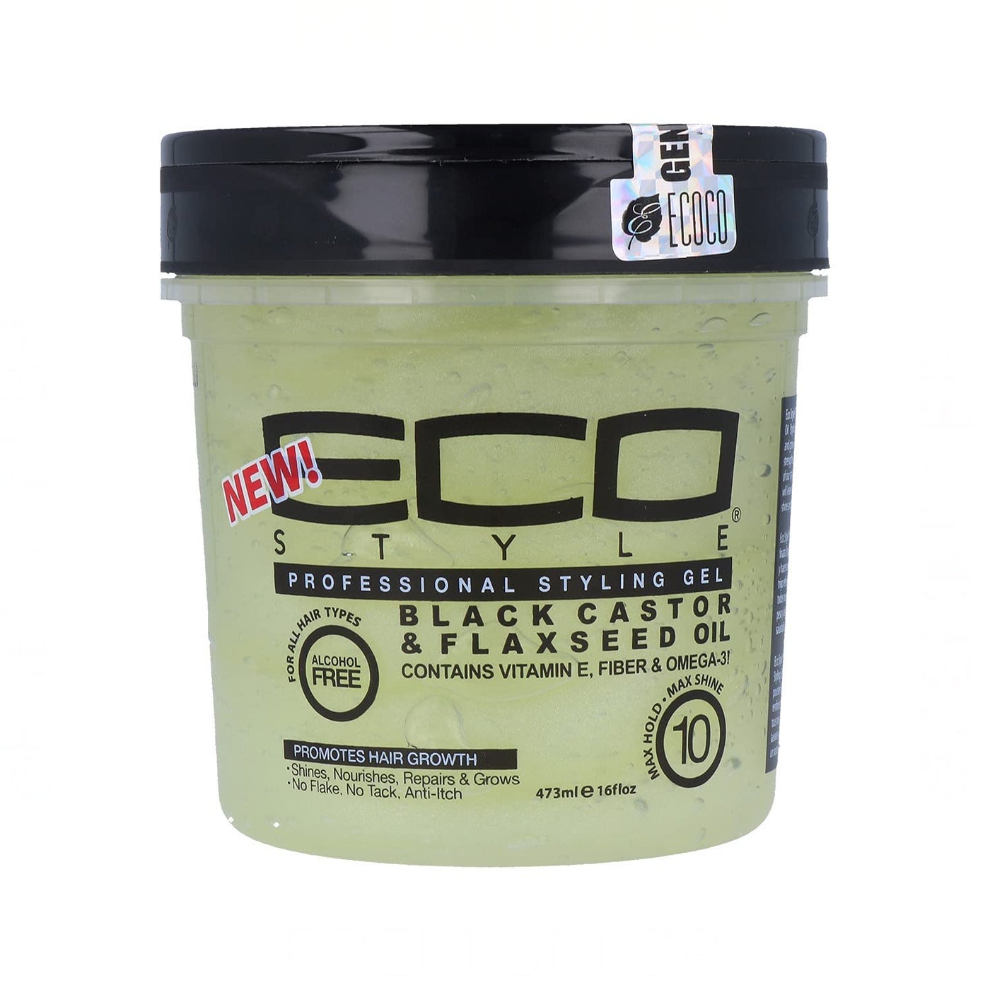 Eco Style Ecoco Gel - Black Castor Flaxseed Oil - Long Lasting Shine - Nourishes And Repairs Damaged Hair - Promotes Healthy Scalp - Provides Superior And Weightless Hold - Effortless Style - 16 Oz