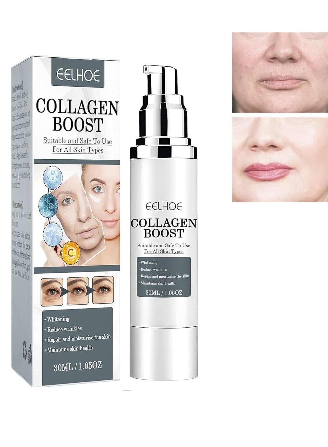 Collagen Boost- Anti-Aging Serum Anti-Aging Serum, Collagen Anti-Wrinkle Cream Women, Collagen Booster For Face With Hyaluronic Acid 30ml