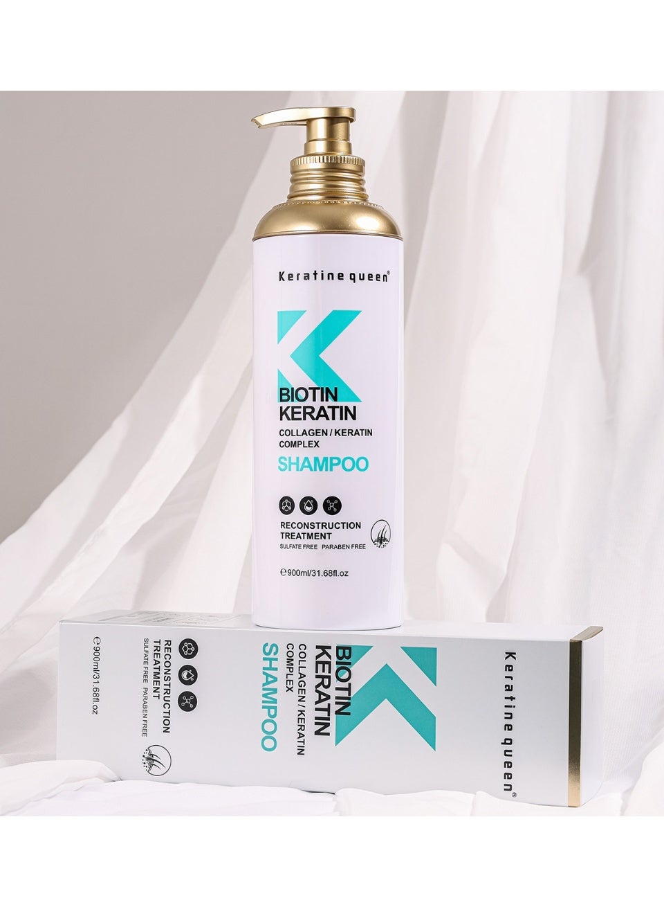 Keratine Queen Biotin Keratin Collagen / Keratin Complex Hair Reconstruction Treatment Shampoo 900ml