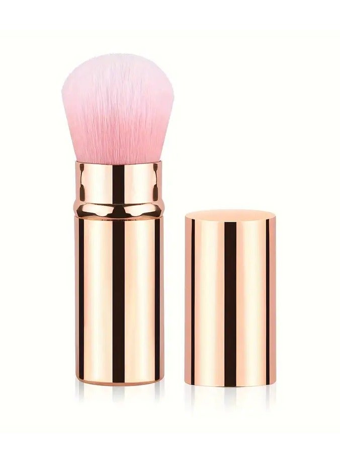 1pc Mini Retractable Kabuki Brush, Oval Nylon Bristle for All Skin Types, , Versatile Metal Rod Makeup Tool for Foundation, Blush, Concealer - Portable Multiuse Cosmetic Brush
