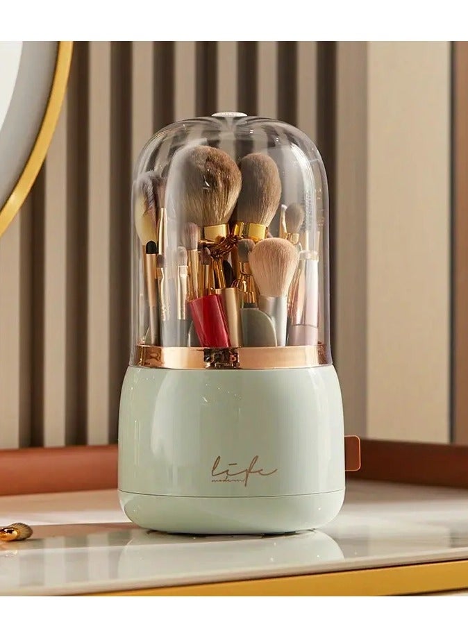 Makeup Brush Holder Organnizer With Clear Lid 360 Rotating Dustprooof DDesktop Makeup Brushes Organizer for Vanity