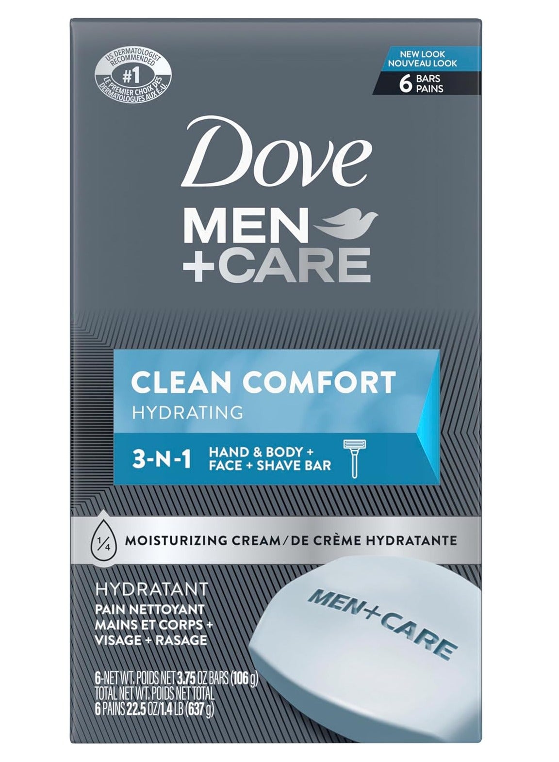 Dove Men+Care MEN Body Soap and Face Bar to Hydrate Skin Clean Comfort More Moisturizing Than Bar Soap106 gm 6 Bars