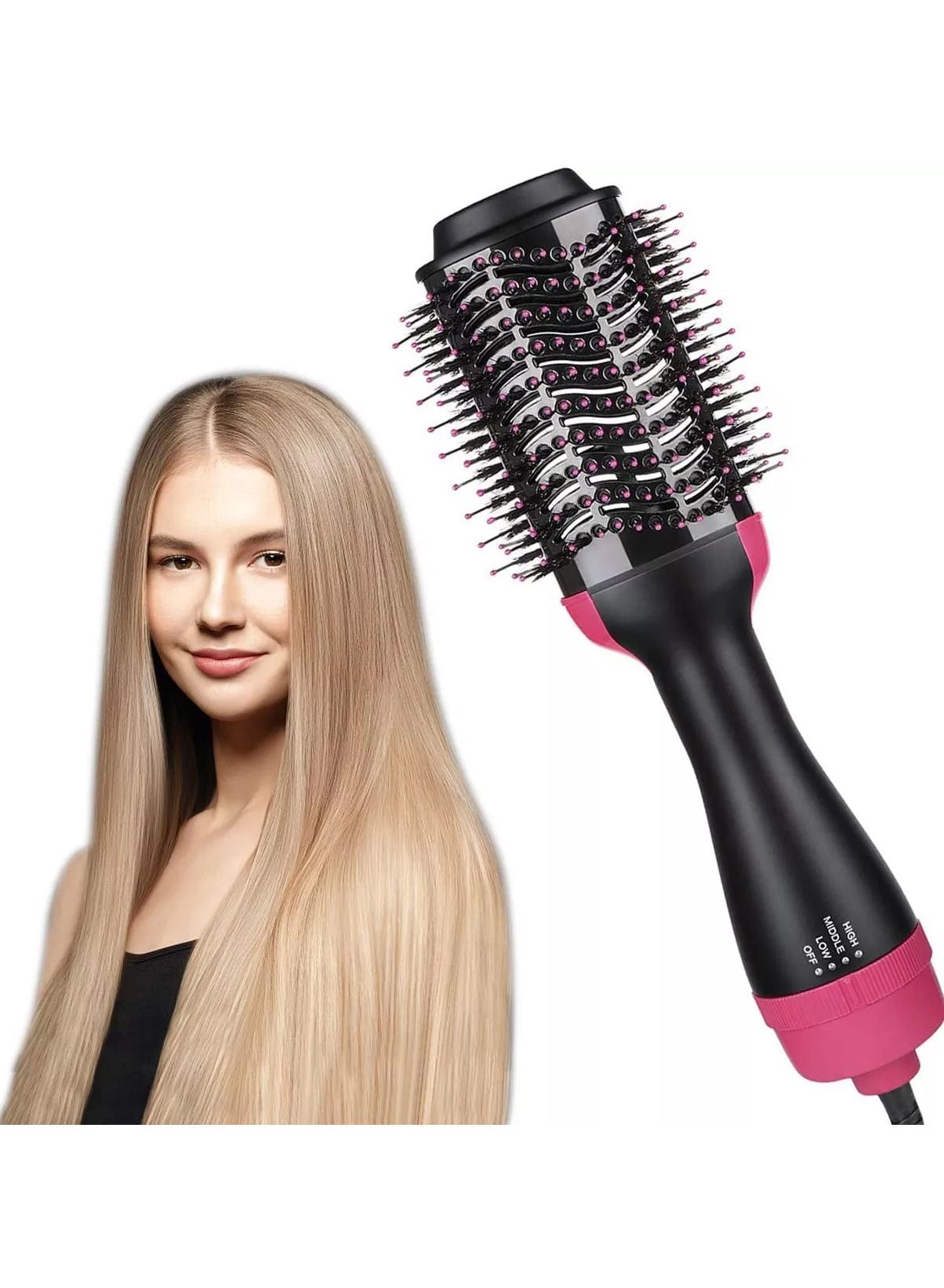 Hair Dryer Brush, Hot Air Brush,Hair Volumizer for Drying & Straightening & Curling, 3 in 1 Brush Blow Dryer Styler for Rotating Straightening, Curling, Salon Negative Ion Ceramic Dryer Brush