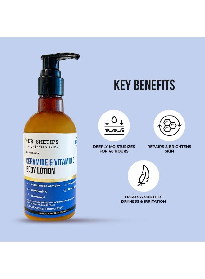 Dr. Sheth's Ceramide & Vitamin C Body Lotion | Deeply Moisturizing Body Lotion That Repairs & Brightens Skin | 200 ml - image 2