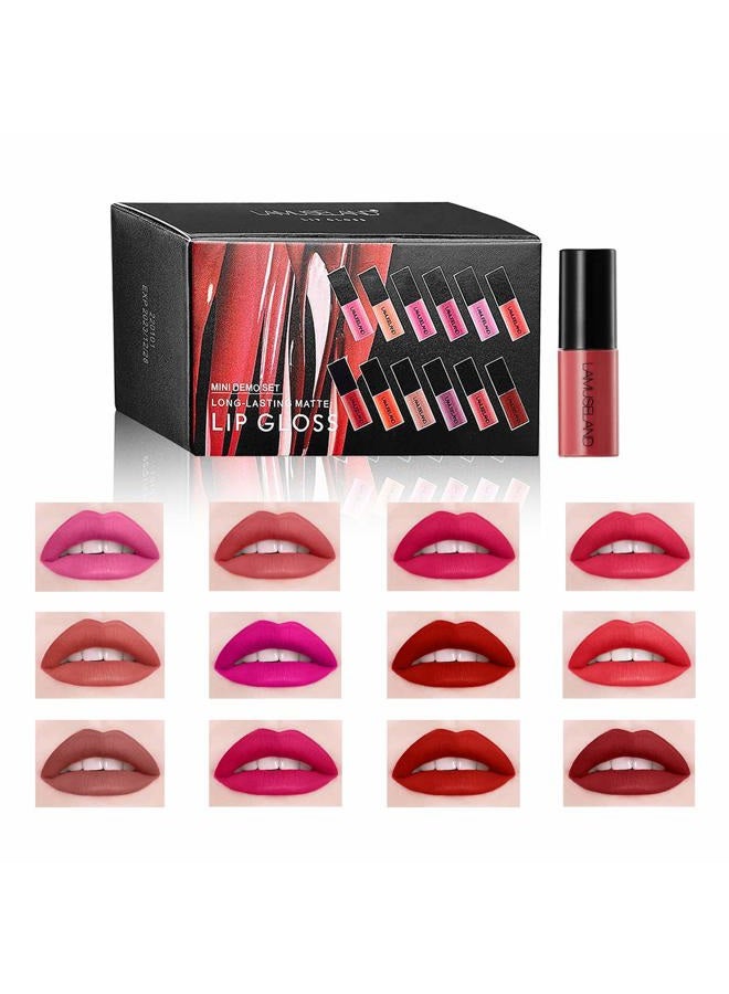 Wholesale 12Pcs Travel Suit Waterproof Long Lasting Matte Lip Gloss Sample Size Liquid Lipstick Makeup Set
