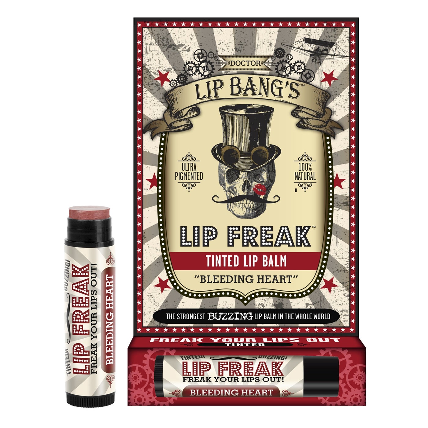 Doctor Lip Bang's BUZZING Lip Balm | Lip Freak| 100% All Natural | Cruelty Free | Tinted | Bleeding Heart