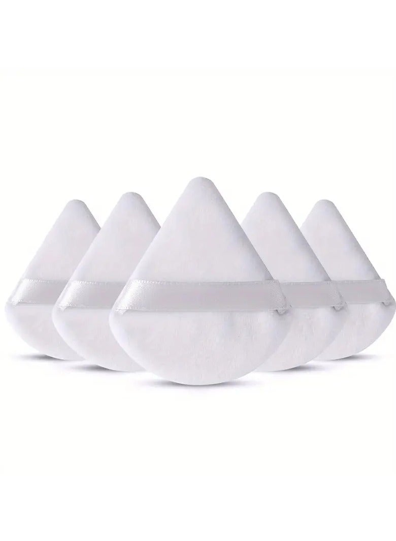 Powder Puff 5 pcs Make Up Puff FaceSoft TrianglePowder Puffs for Loose Powder MineralPowder Baby Powder Velous Cosmetic Foundation Sponges Blender WHITE