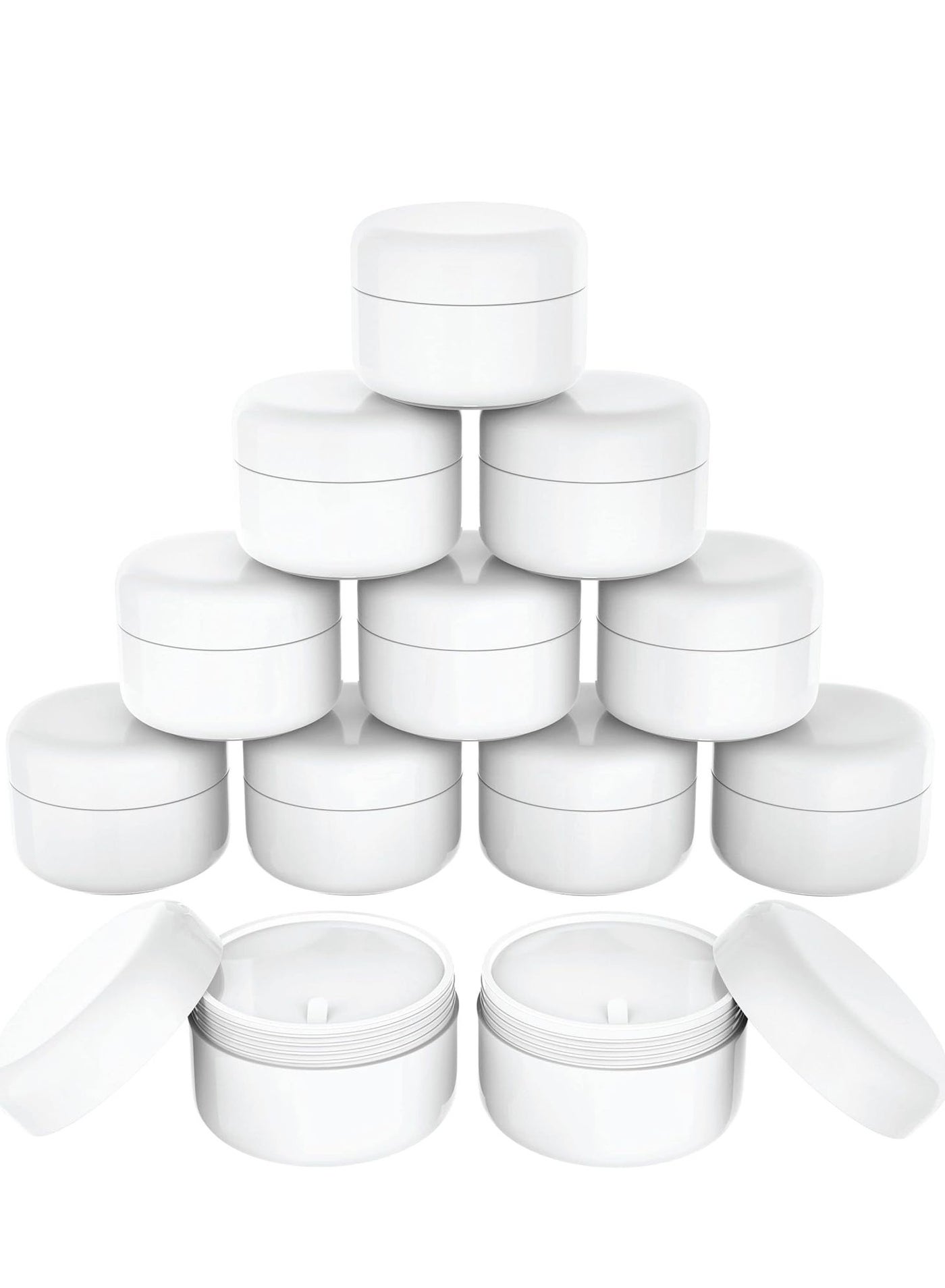 4 Oz Plastic Containers with Lids, Body Butter Jars, Lotion Container, White, 118 ML/Gram Capacity, 12 Pack, Jar for Cream, Makeup, Cosmetics, Face Scrub, Hair Product, Screw Top & Liner