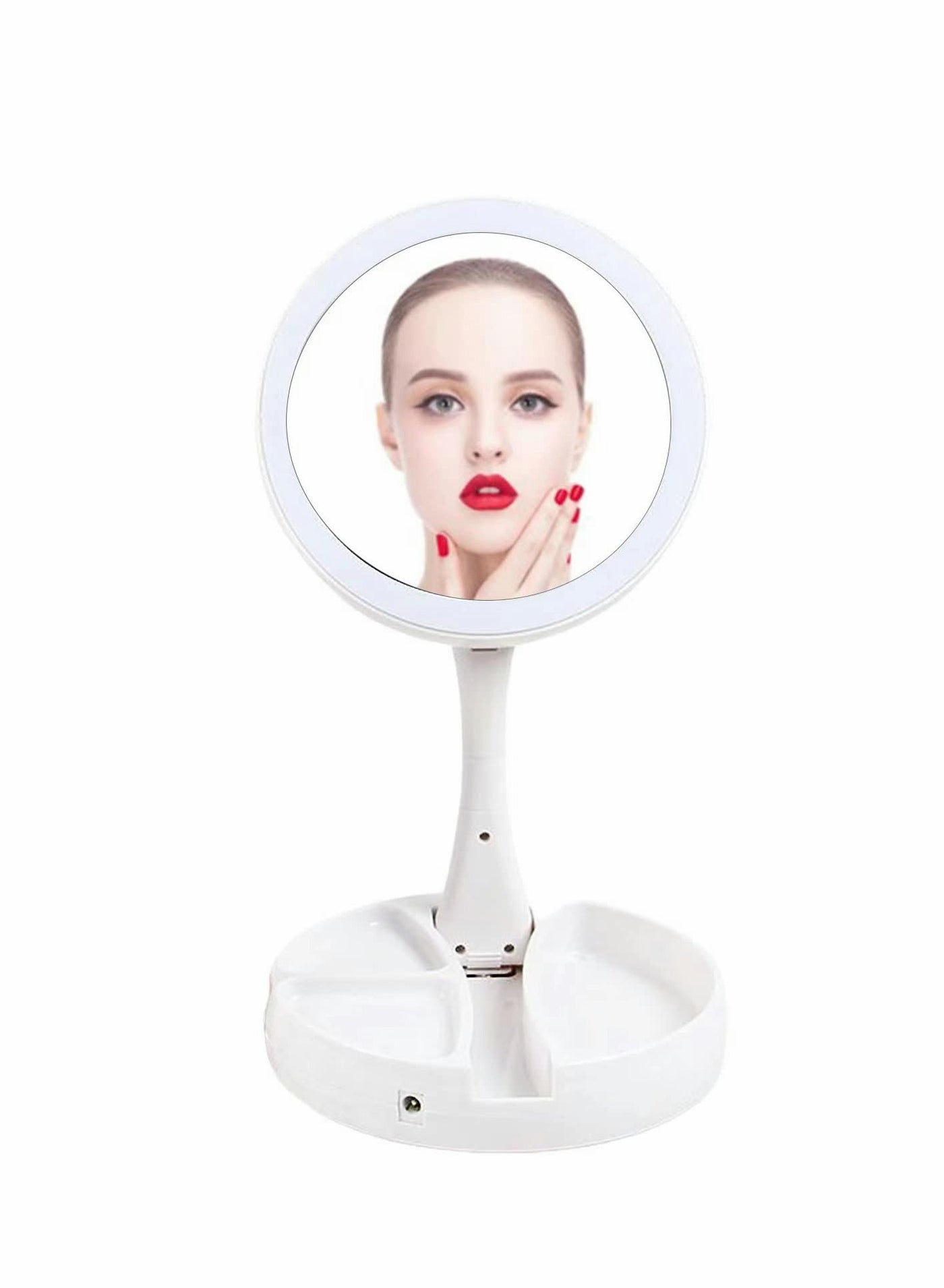 Lighted Makeup Mirror,1x/10x Magnifying Double Sided LED Vanity Mirror with Lights and Magnification,Vanity Mirror with Lights, 6.3Inch LED Vanity Mirror for Travel, Home Folding Mirror (White)