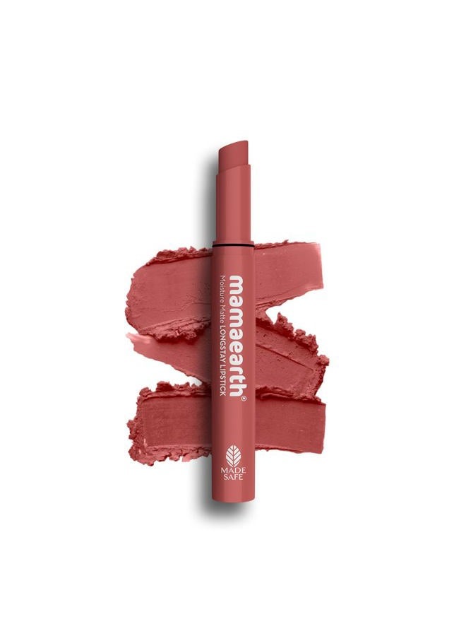 Mamaearth Moisture Matte Lipstick (01 - Carnation Nude) | Infused with Vitamin E | 12-Hour Long Stay & 8-Hour Moisture Lock | Cruelty-Free & Smudge-Proof | 0.07 Oz/2g