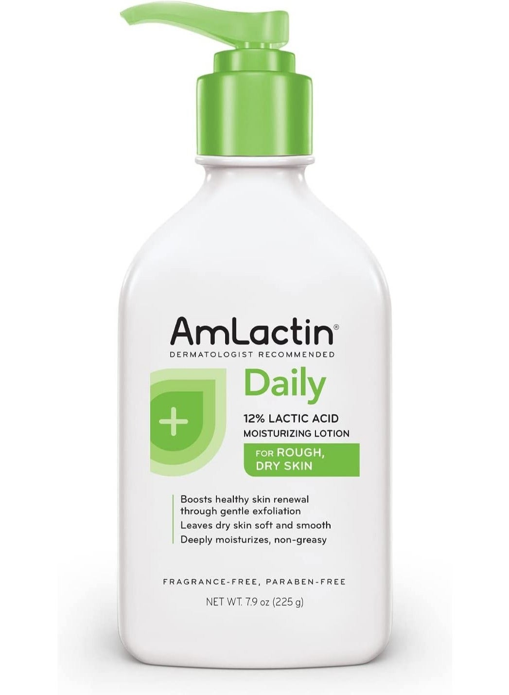 AmLactin Daily Moisturizing Lotion for Dry Skin  7.9 oz Pump Bottle  2-in-1 Exfoliator Body Lotion with 12% Lactic Acid, Dermatologist-Recommended Packaging May Vary