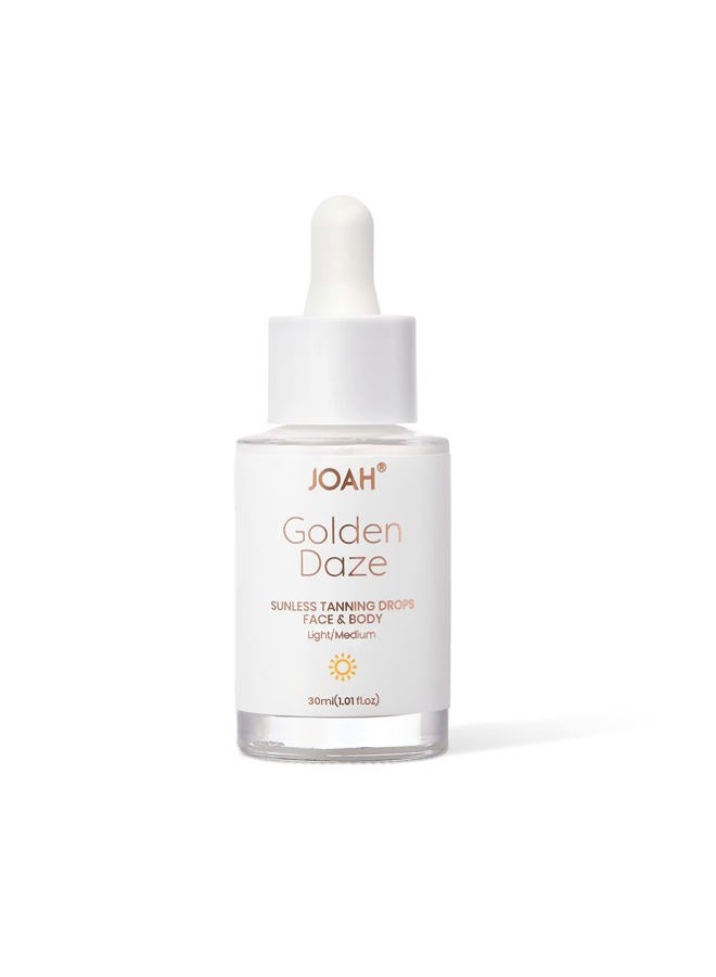 Self Tanner, Sun & Seoul Golden Daze Sunless Tanning Drops, Moisturizing Self Tanning for Face & Body, Vegan & Cruelty-Free, Light/Medium, 30ml (1.01 Fl. oz.)