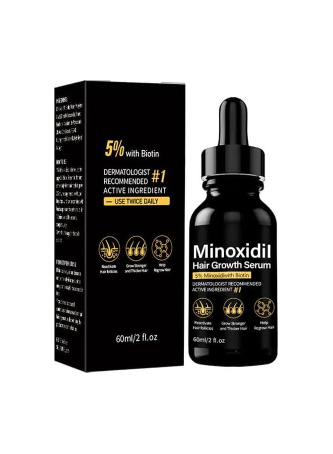 5% Minoxidil Hair Growth Serum for Men With Biotin & Panthenol, Men Beard Growth with Biotin and Minoxidil Extract Serum for Hair Loss, Thinning and Faster Regrowth Treatment