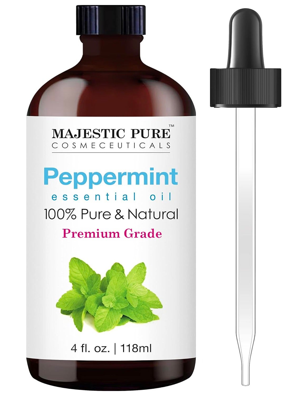 Peppermint Essential Oil - 118ml,  Therapeutic Grade, Pure and Natural Premium Quality Oil, 4 fl oz