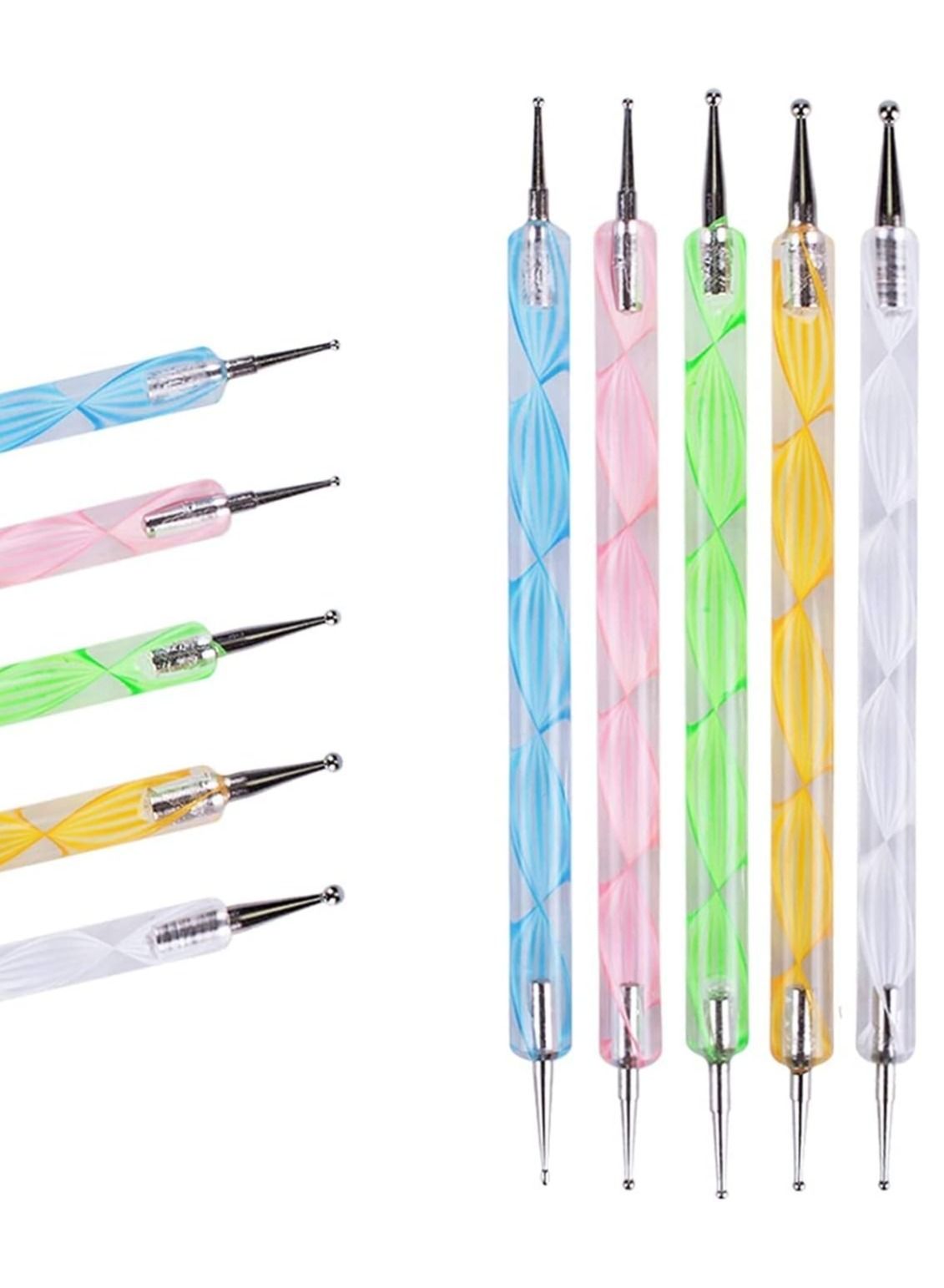 ORiTi 5pcs 2 Way Dotting Pen Marbleizing Painting Tool Nail Art Dot Set