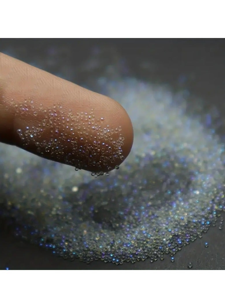 Crystal Pixie Glass Caviar Beads - 0.6-0.8mm Round Beads for Nail Design and Rhinestones