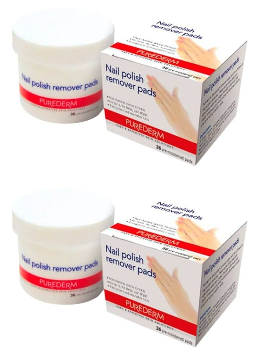 Two Pcs Nail Polish Remover Pads 36 Pre Moistened pads