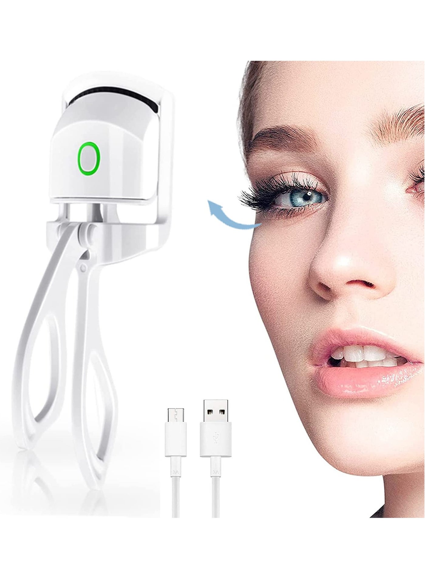 Heated Eyelash Curlers, USB Rechargeable Electric Eyelash Curler, 2 Heating Modes Eyelash, Handheld Lash Curler for Curl Long or Nature Eyelashes Quickly