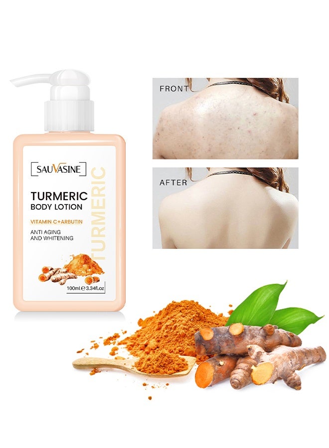 Turmeric Body Lotion - With Vitamin C+Arbutin for Body ,Face, Hand And Feet, Helps to Firming, Moisturizing and Even Skin Tone, Making Skin Smooth And Soften, Suitable for Rough, Dry Skin 100ml